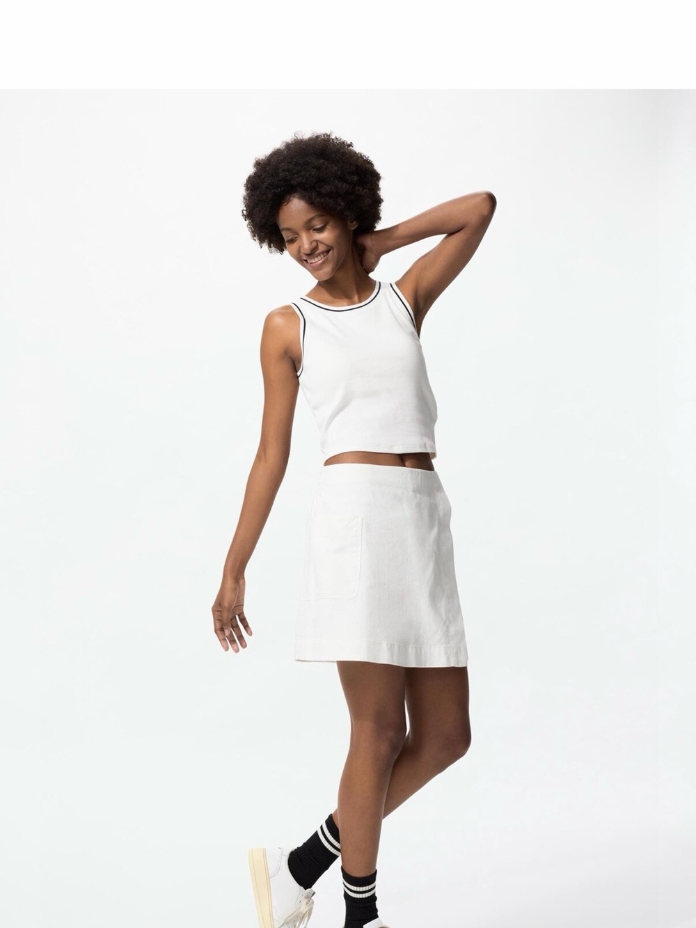 Uniqlo White Mini Skirt with Patch Pocket